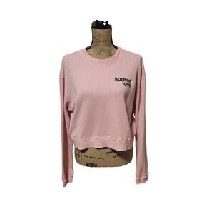 Soul Cycle baby pink long sleeve spread love tee, size small
